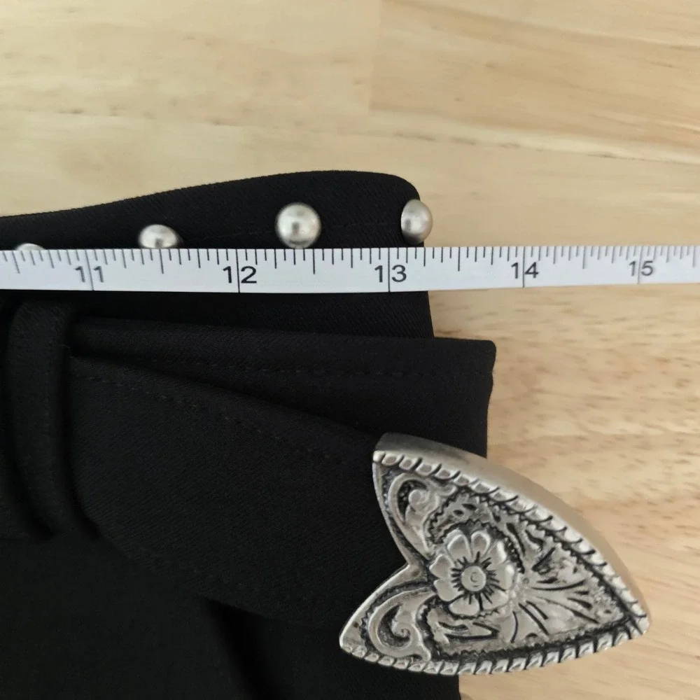 NWT Avec Les Filles Black Studded Western Mini Skirt Belted Size 0 Anthropologie